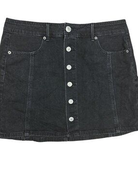 Black Button Mini Skirt by American Eagle (Size 10)